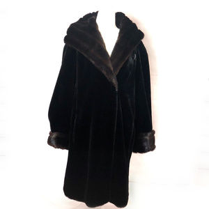 FAUX Fur Coat - Faux Sheared Mink w/ Sable Trim
